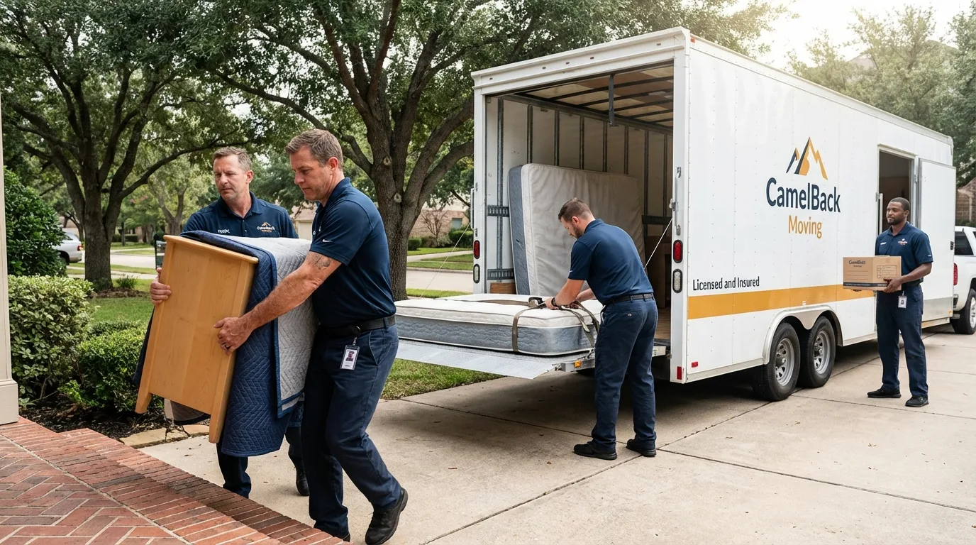 Crew loading residential truck for cross-state move from Mifflinville, PA