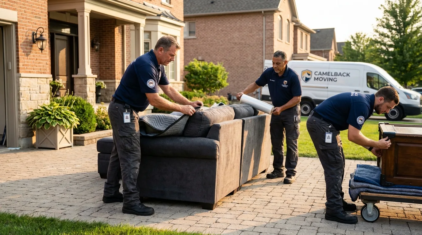 Large estate moving crew wrapping furniture in Mifflinville, PA
