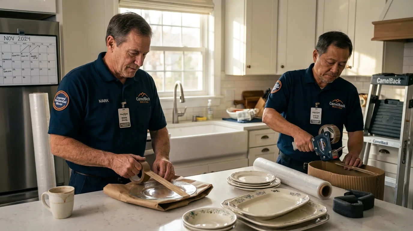 Professional crew packing kitchen dishware in Mifflinville, PA